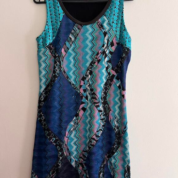 Custo Barcelona Mini Dress Multicolor Abstract Print Sleeveless Y2K - Picture 2 of 5